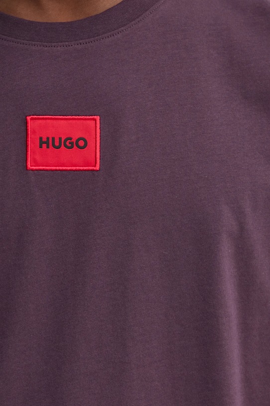 Хлопковая футболка HUGO 50447978 фиолетовой