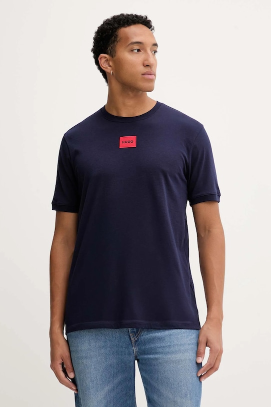 Βαμβακερό μπλουζάκι HUGO βαμβάκι σκούρο μπλε 50447978