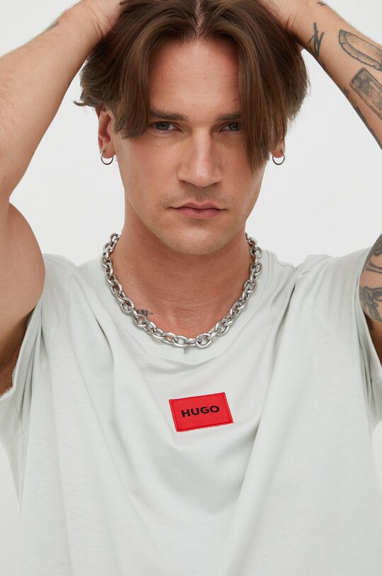 HUGO t-shirt bawełniany zielony 50447978