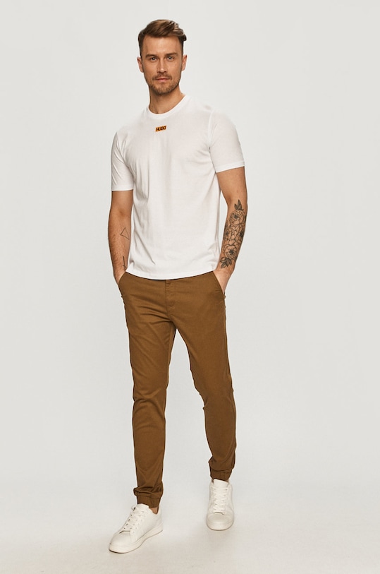 HUGO T-shirt bawełniany 50448779 50448779 biały SS21