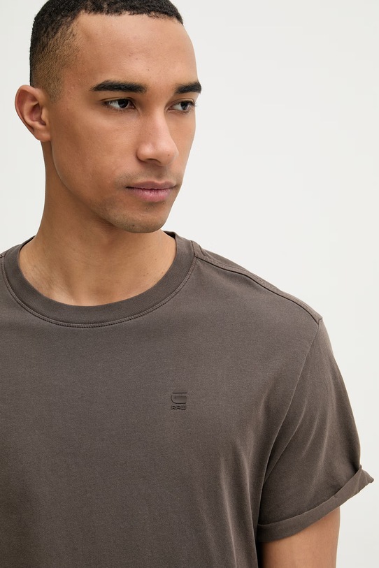 G-Star t-shirt męski bawełniany Lash brązowy D16396.2653