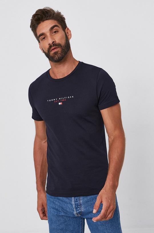 Bavlnené tričko Tommy Hilfiger bavlna tmavomodrá MW0MW17676.4891