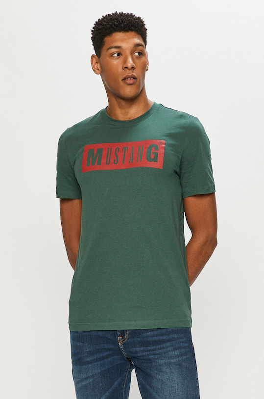 Mustang - Тениска памук зелен 1009738.6430