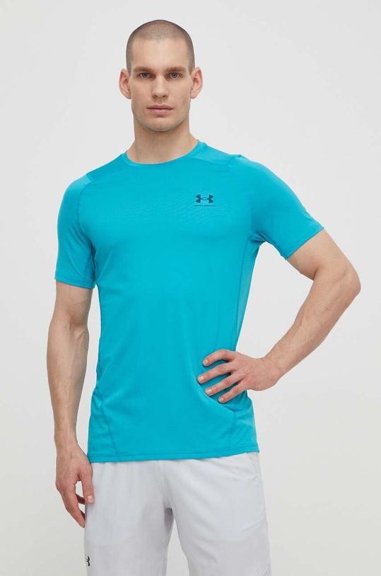 Under Armour t-shirt treningowy z elastanem turkusowy 1361683