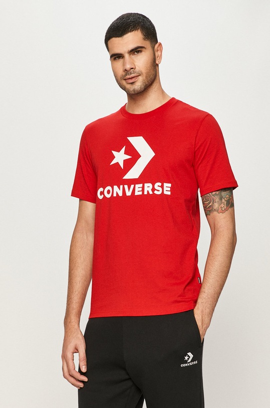 Converse - T-shirt nadruk czerwony 10018568.A05