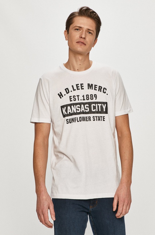Lee - T-shirt nadruk biały L60TFE12
