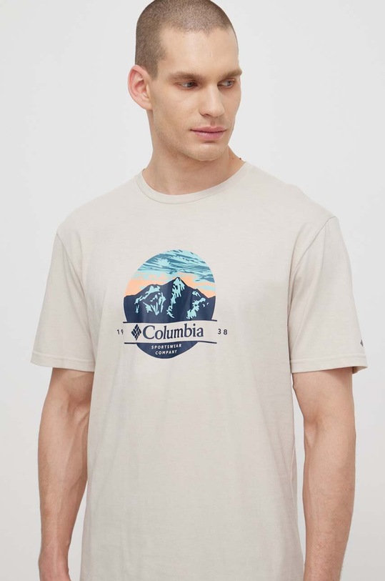 Columbia tricou din bumbac Path Lake print bej 1934814