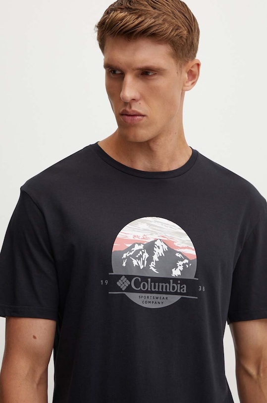 Columbia t-shirt bawełniany Path Lake nadruk czarny 1934814