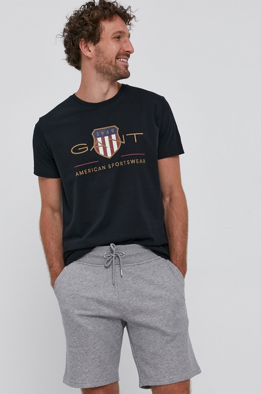Gant T-shirt 2003099 nadruk czarny 2003099