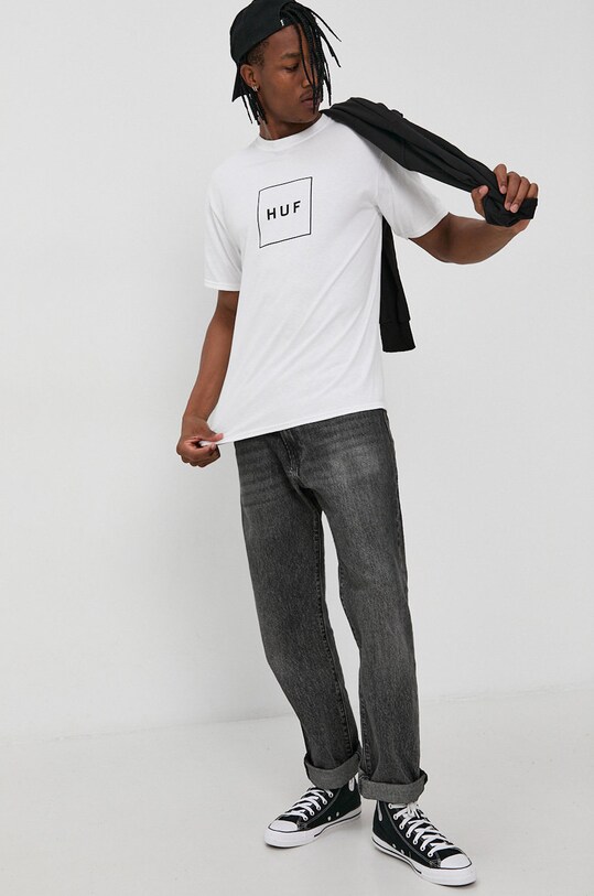 HUF T-shirt bawełniany ts00507 biały SS21
