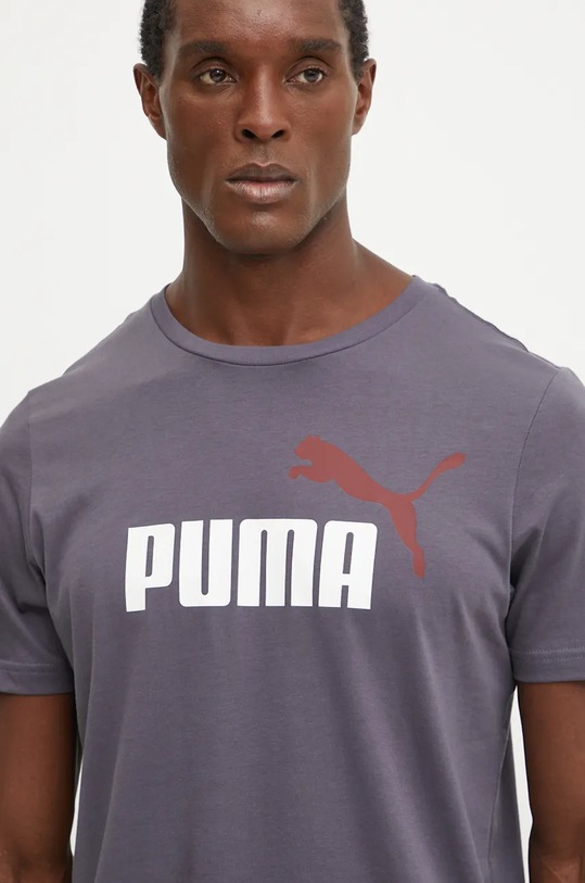 Bavlnené tričko Puma sivá 586759
