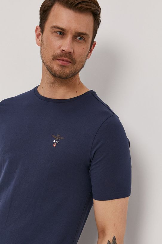 Majica lounge kratkih rukava Aeronautica Militare mornarsko plava AM1UTI001