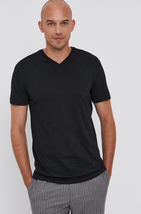 United Colors of Benetton T-shirt bawełniany czarny 3U53J4231.100