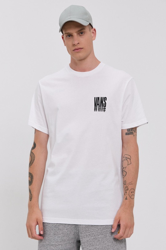 Vans T-shirt bawełniany nadruk biały VN0A54CXWHT1