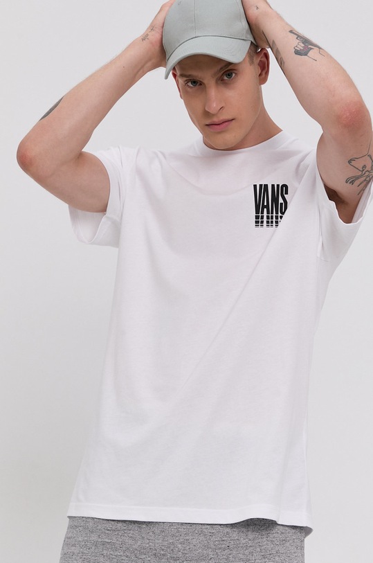 Vans T-shirt bawełniany biały VN0A54CXWHT1