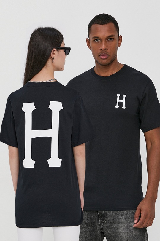 HUF T-shirt bawełniany nadruk czarny ts01048