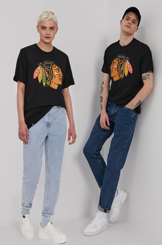 47 brand T-shirt nadruk czarny HH004TEMIME544230JK