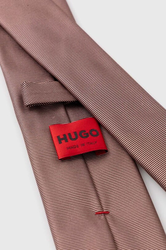 Μεταξωτή γραβάτα HUGO 50468199 καφέ AW23