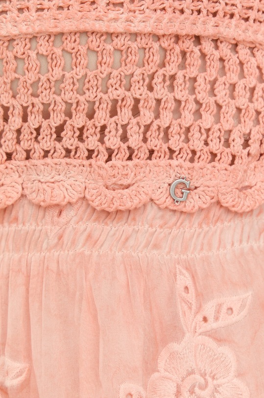 Guess bluzka z domieszką jedwabiu W2GH78.WEKE0 pomarańczowy