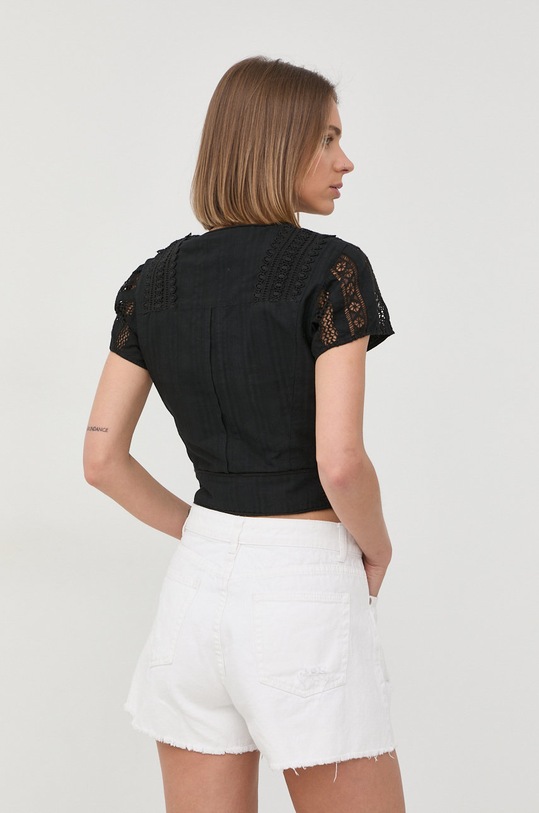 Odzież The Kooples bluzka bawełniana FTOP24045K czarny