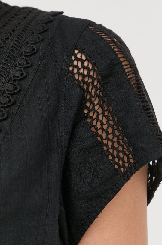 Бавовняна блузка The Kooples FTOP24045K чорний