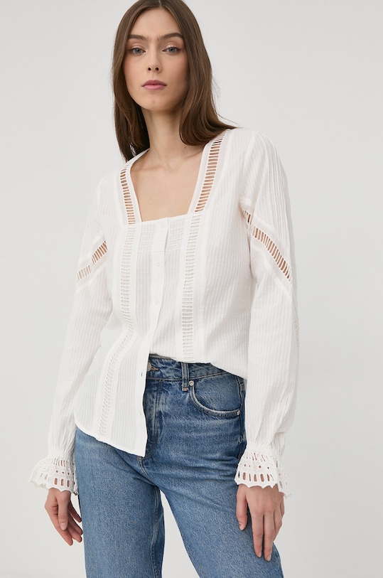 The Kooples koszula bawełniana bawełna biały FTOP24069K