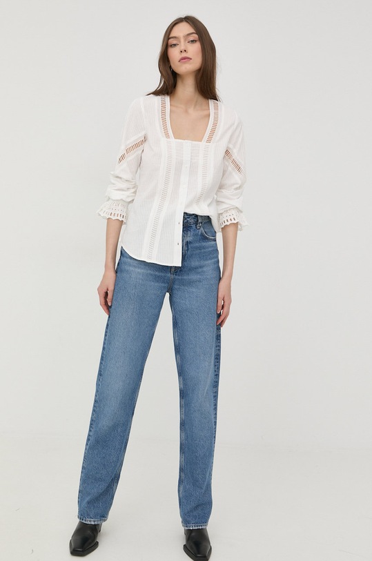 The Kooples koszula bawełniana FTOP24069K biały SS22