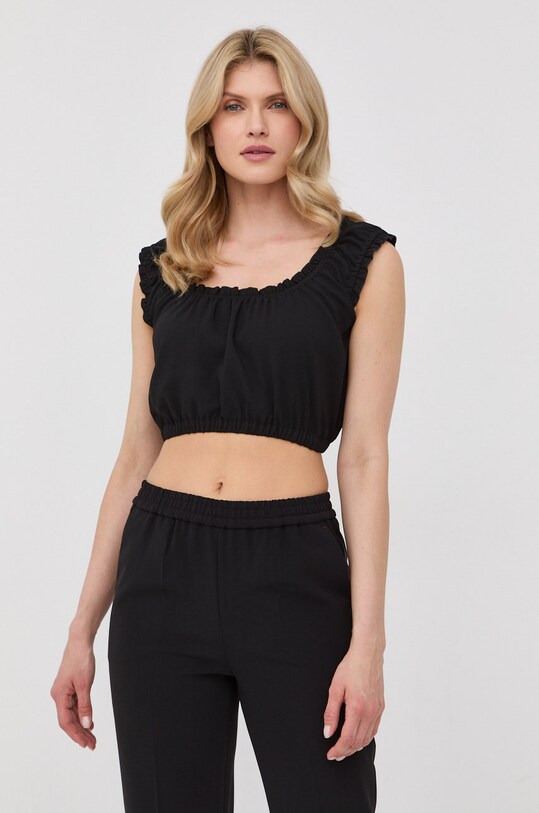 Blúzka The Kooples jednofarebný čierna FTOP24074K