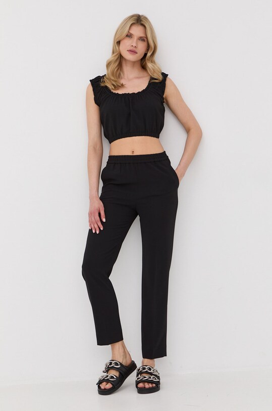 Blúzka The Kooples FTOP24074K čierna SS22