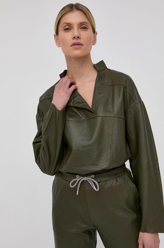 Notes du Nord Bluzka skórzana Taz 12505 zielony SS22