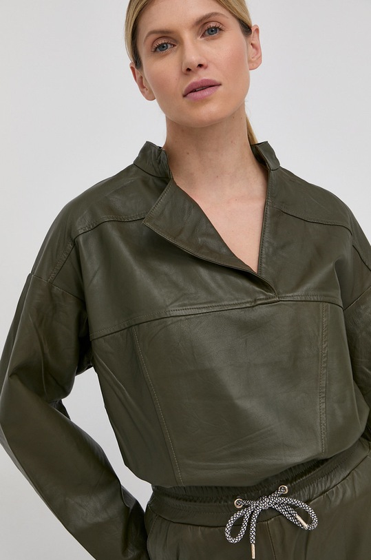 Notes du Nord Bluzka skórzana Taz zielony 12505