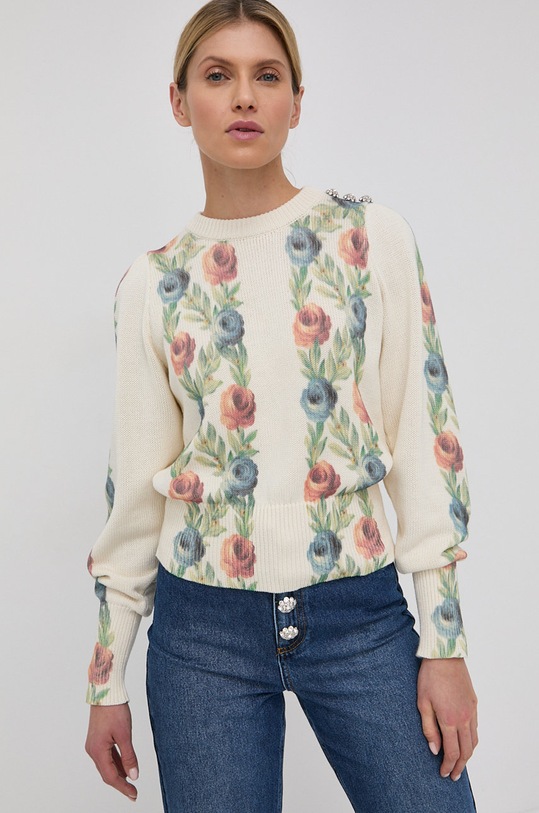 Notes du Nord Pulover de bumbac Blossom grosime medie bej 12526