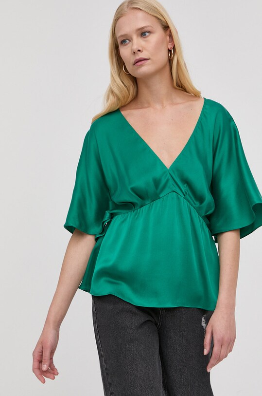 Bluza s dodatkom svile Notes du Nord zelena 12617