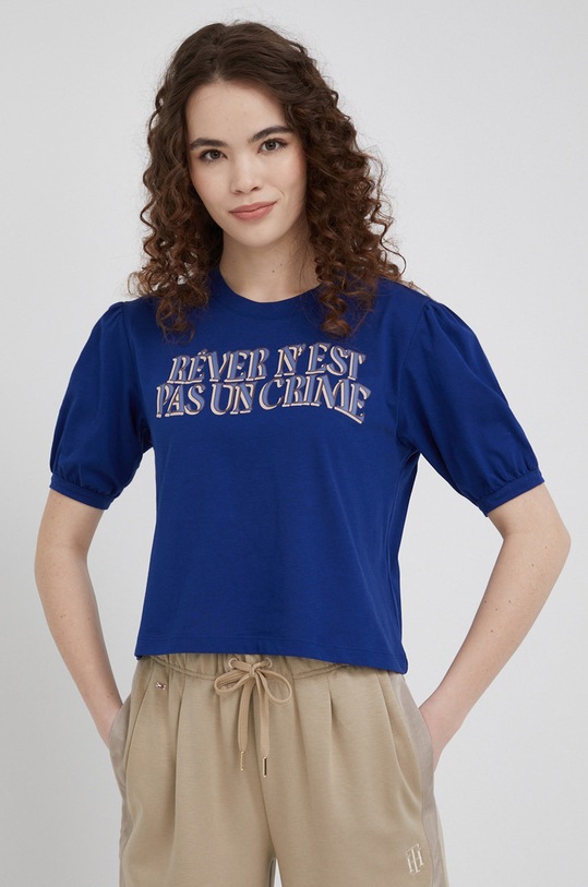 Sisley tricou din bumbac bleumarin 3I1XL100D.0D2