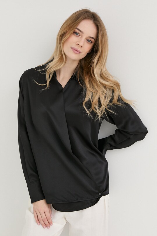Шовкова блузка Victoria Beckham довгий чорний 1222WSH003615A