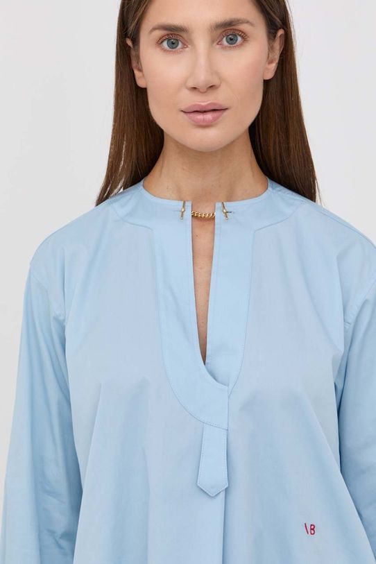 Бавовняна блузка Victoria Beckham casual блакитний 1222WSH003689B