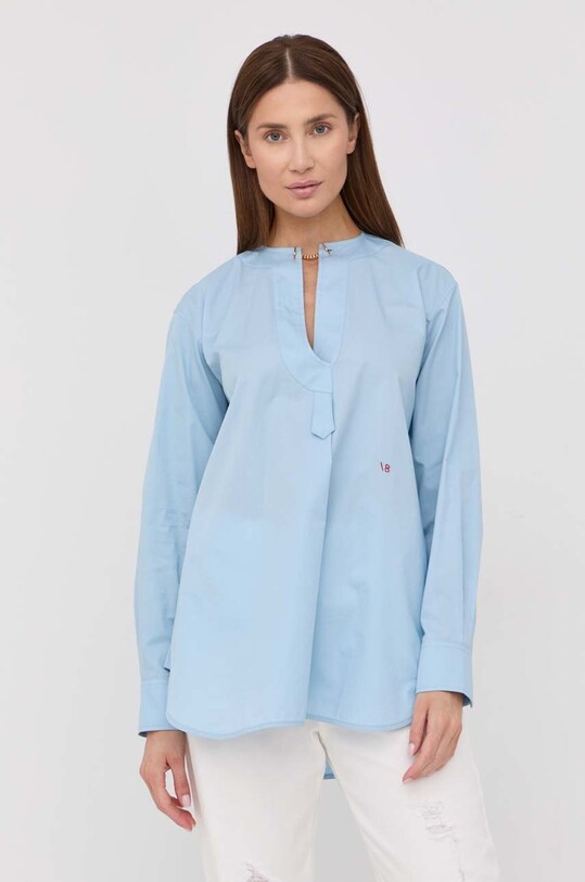 Бавовняна блузка Victoria Beckham блакитний 1222WSH003689B
