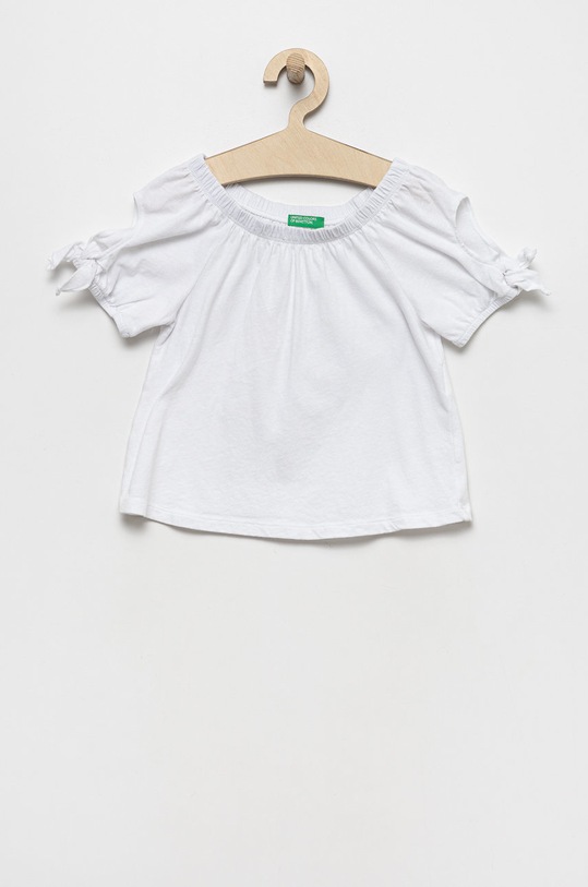 Dětské tričko United Colors of Benetton s příměsí lnu bílá 3EQZC102R.G