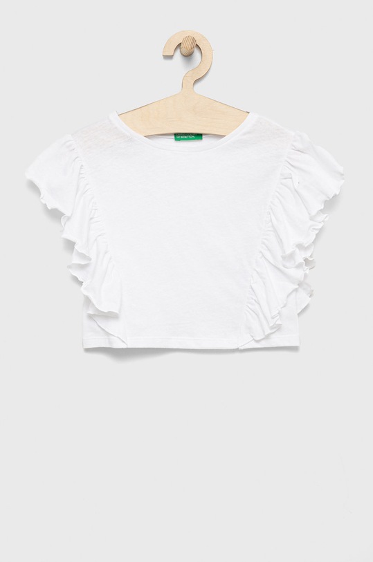 United Colors of Benetton bluza copii uni alb 3F4JCH001.G