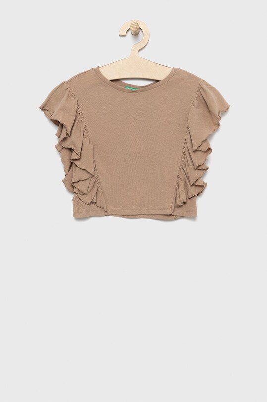 United Colors of Benetton maglietta bambini misto lino marrone 3F4JCH001.G