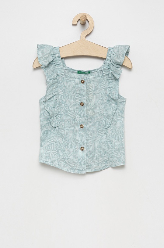 Λευκή μπλούζα United Colors of Benetton εμπριμέ τιρκουάζ 5WWRCQ007.G