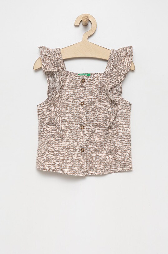 Λευκή μπλούζα United Colors of Benetton εμπριμέ μπεζ 5WWRCQ007.G