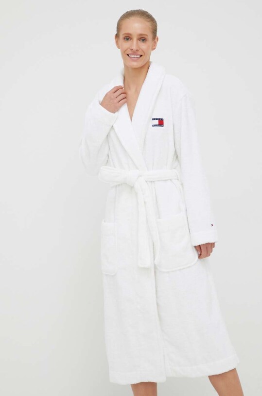 Tommy Hilfiger szlafrok bawełniany aplikacja biały UW0UW02902.PPYY