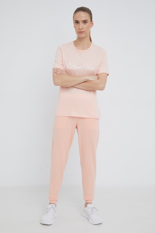 Calvin Klein Underwear t-shirt piżamowy bawełniany nadruk pomarańczowy 000QS6105E.PPYY