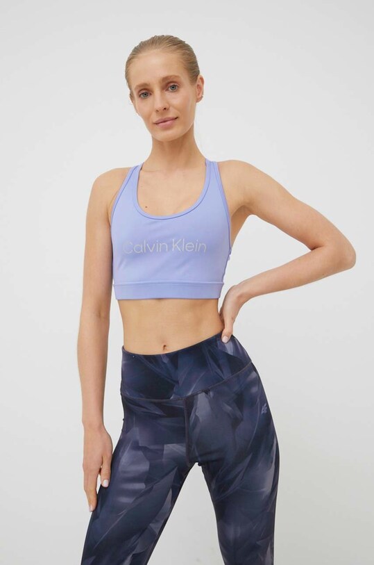 Športová podprsenka Calvin Klein Performance Ck Essentials bez kostíc fialová 00GWS2K138.PPYY