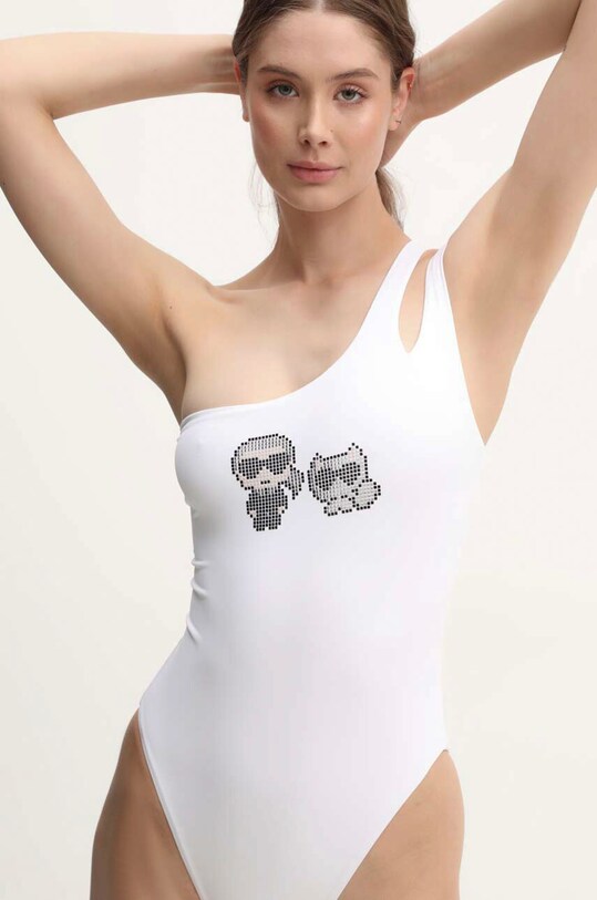 Odzież Karl Lagerfeld jednoczęściowy strój kąpielowy KL22WOP02 biały