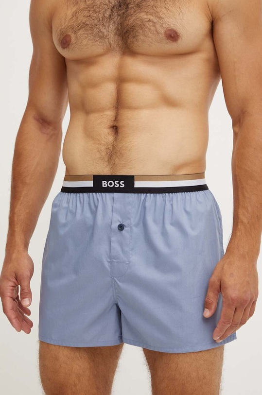 Βαμβακερό μποξεράκι BOSS 2-pack εμπριμέ μπλε 50469762