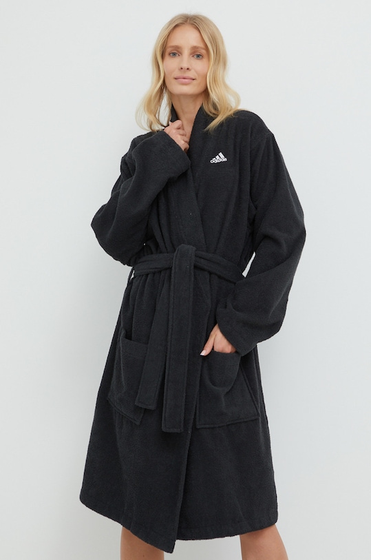 adidas Performance halat de baie din bumbac panza negru FS3373