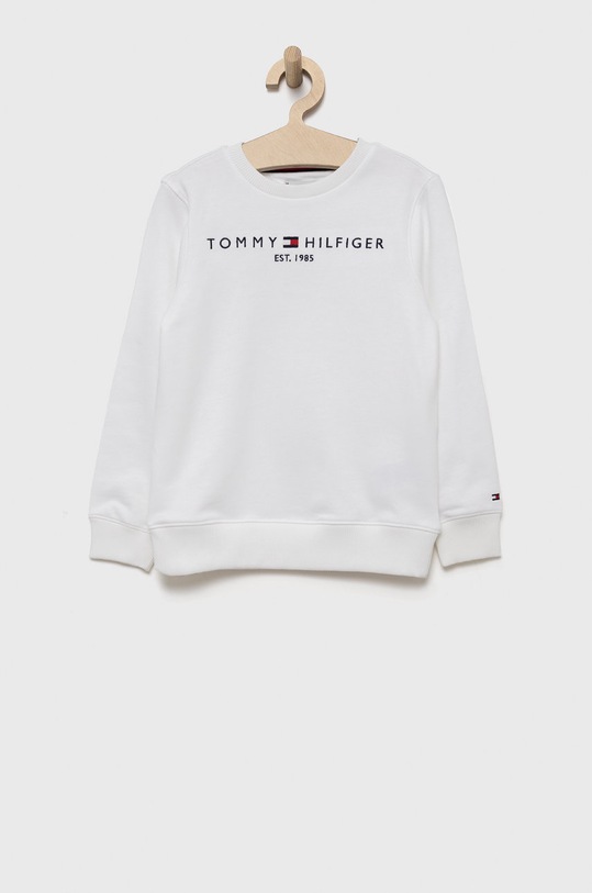 Tommy Hilfiger hanorac de bumbac pentru copii uni alb KS0KS00204.PPYY