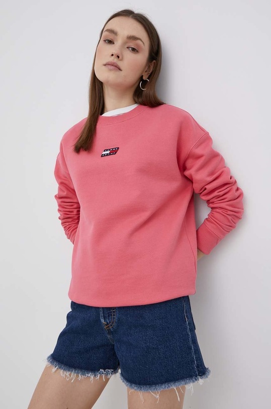 Bavlnená mikina Tommy Jeans bavlna ružová DW0DW10402.PPYY